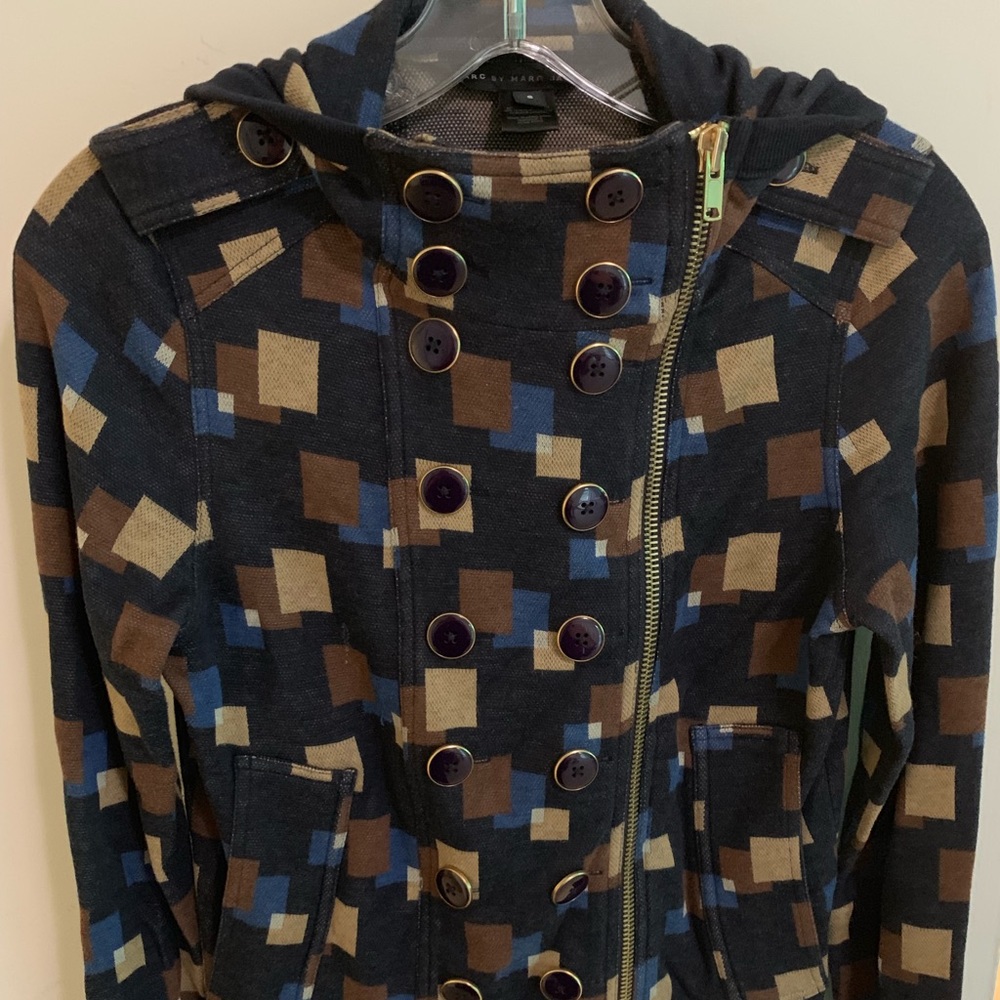 Marc by Marc Jacobs zip up button checker sweater